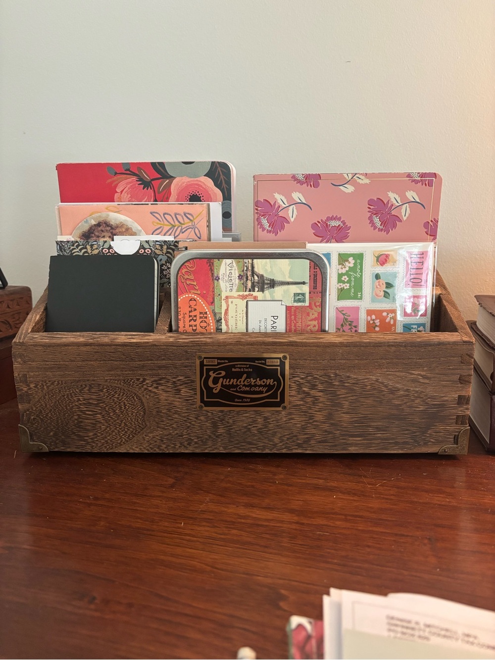 Gunderson and Company Vintage Style Wood Desk Organizer